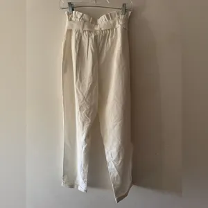NEW!‎ Zara TRF White Paperbag Tie Belt Straight Leg Pants With Pockets thumbnail 5