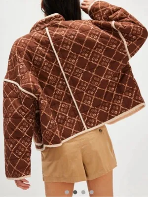 Free People Quilted Chloe Jacket in Brown thumbnail 2