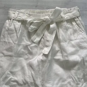 LOFT 100% Linen White High Waist Belted Skirt Size L thumbnail 2