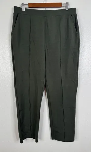 Wool& Rosso Straight Ponte Pant Olive Green Merino Wool Blend Size L thumbnail 1