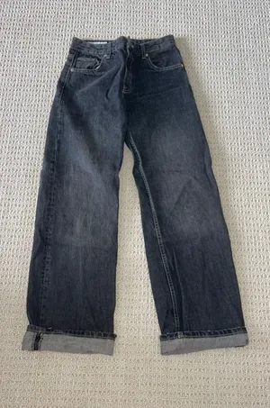 ZARA Wide-Leg High-Rise Jeans Black Denim thumbnail 1
