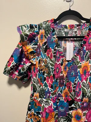 BALTIC BORN (NWT) Kyrie Puff Sleeve Short Dress, Multicolor Floral, Size XL thumbnail 6