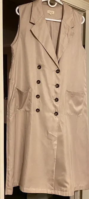 Tea N Cup Los Angeles Double Breast Colar Khaki Sleeveless Shirt Drs L thumbnail 3