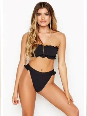 Ris-k Prowl Top & Horizon Bottom Ruffle Bikini, Black, Size S, NWOT thumbnail 1