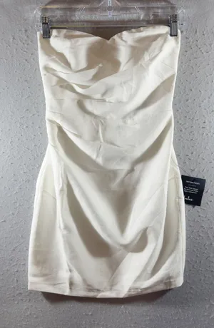 1552 |NWT Lulu's Draped Strapless Sweetheart Mini Cocktail Dress White Womens XS thumbnail 1
