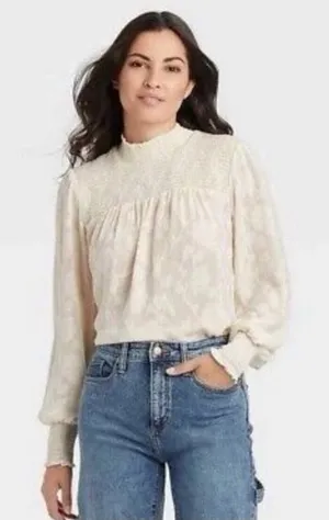 Knox Rose Mockneck Cream Long Sleeve size M thumbnail 1