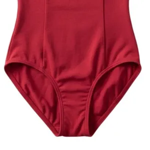 Capezio Adult XS Tank Leotard Red Garnet Scoop Neck Dance Lined Cotton Blend thumbnail 5