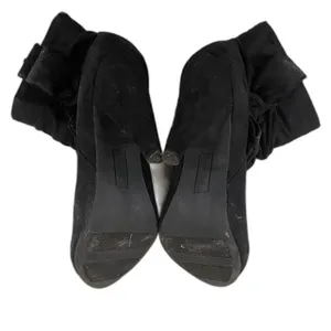 Mossimo Fall Black Faux Suede Side Zip Up Heel Booties with Bow Women's Sz 7.5 thumbnail 5