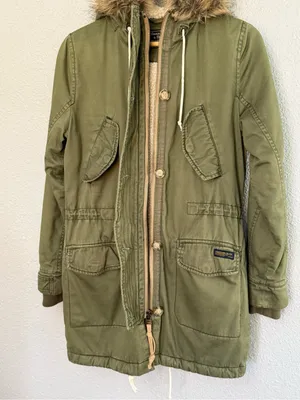 Abercrombie & Fitch Parka Jacket Size XS Faux Fur Trim thumbnail 3