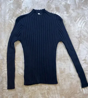 NWT LOFT Black Ribbed Mock Neck Sweater thumbnail 1