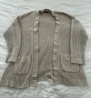 American Eagle Outfitters Cozy Open-Front Cardigan in Light Taupe thumbnail 1