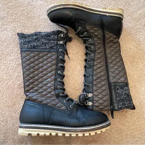 Black and Tan Lace Up Boots Size 7 thumbnail 1