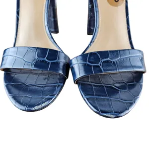 Sam Edelman Yaro Navy Crocodile Heels Open Toe Block Sandals Womens Size 8 thumbnail 6
