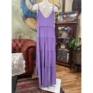 Zenana Purple Tiered Boho Maxi Dress with Pockets Small thumbnail 5