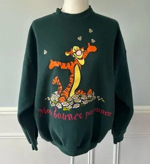 Disney Vintage Tigger Crewneck Sweatshirt "More Bounce Per Ounce" Size XL Green Grandma thumbnail 1