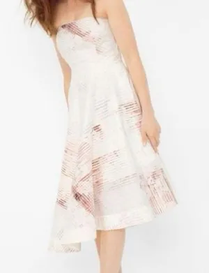 White House Black Market Cream Ruched asymmetrical Midi Dress thumbnail 2