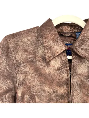 Roper Vintage Leather Jacket Bronze Metallic Full Zip Size Small Western Cowgirl thumbnail 4