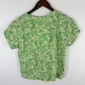 Pilcro T-Shirt Women XS Green Abstract Ikat Regenerative Cotton Short Sleeve Tee thumbnail 2