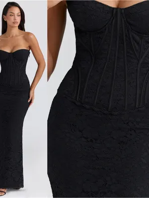 House of CB solaine Black lace Corset maxi dress thumbnail 4