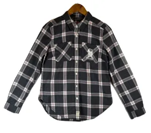 Harley-Davidson Womens Plaid Roll-Tab Button‎ Down Shirt Grey Small NEW thumbnail 1