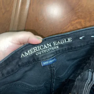 American Eagle Outfitters Distressed Black Denim Hi-Rise Skirt Size 4 thumbnail 5