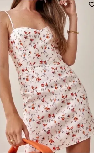 Reformation Roarke Linen Floral Dress in Gabrielle print thumbnail 1
