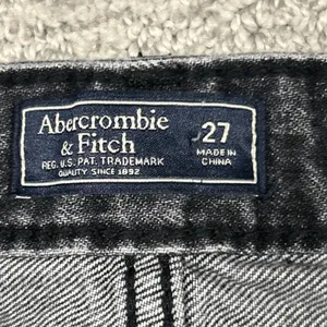 Abercrombie Fitch Skirt Womens 27 Black Denim Mini Embroidered Y2K Floral Boho thumbnail 4