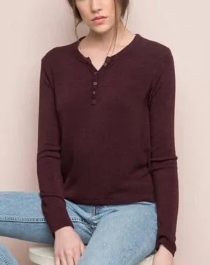 Brandy Melville Burgundy Henley thumbnail 1