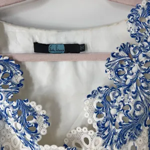 Anthropologie Eva Franco Blue White Starflower Scalloped Lace Mini‎ Dress Size 2 thumbnail 8
