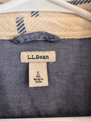 L.L. Bean Cream and Navy Plaid Utility Jacket Blue thumbnail 2