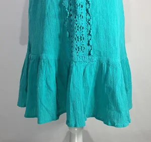 Teal Ruffled Embroidered Mini Sundress Size Large Jr thumbnail 4