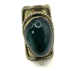 Blue and silver tone cocktail ring thumbnail 2