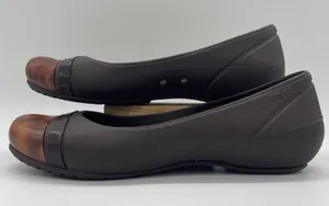 Crocs Womens 9 Shoes Ballarina‎ Flat Brown Tortoiseshell Cap Toe Marble Slip-On thumbnail 1