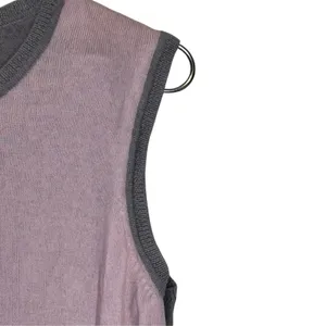Brooks Brothers Women Tank Sweater Merino Wool Knit Colorblock Pink Gray Medium thumbnail 4