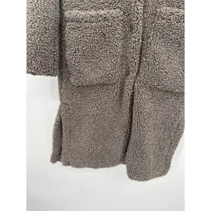 BCBG MaxAzria‎ Faux Fur Shearling Teddy Long Coat Sz XXS Heavy Winter Brown Gray thumbnail 5