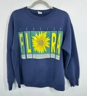 Vintage Forever Flora Sunflower Sweatshirt Navy Blue Botanical Graphic Crewneck‎ thumbnail 1