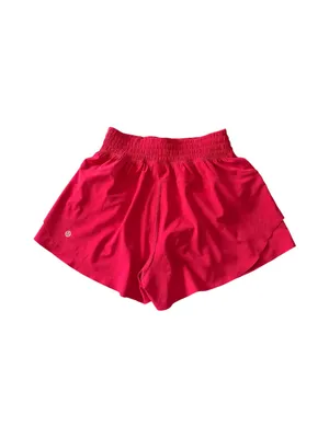 NWOT-LULULEMON-Shake it off high rise running shorts-women’s size xs Lightweight, four way stretch, sweat wicking, quick drying, built in liner, color is raspberry Measurements: Waist: side to side 12-15 inches Rise: 10 inches thumbnail 2