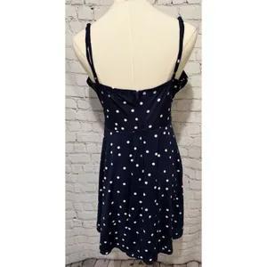 Jun & Ivy Navy Blue & White Polka Dot Sleeveless Mini Dress Size Large thumbnail 5