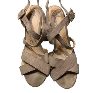 American Rag Wedge Sandals‎ Tan 6 Strappy Faux Suede Platform thumbnail 4