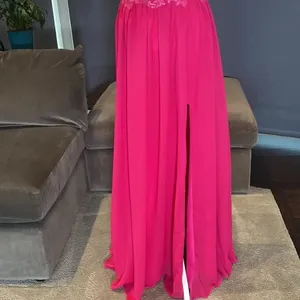 Women’s Pink Full Length Prom Party Dress Lace Appliqué Spaghetti Straps Size 8 thumbnail 4
