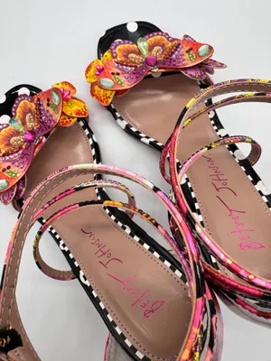 Betsey Johnson Camile Sandals 3D Butterfly Floral Ankle Strap Polka Dot Heel 5.5 thumbnail 13