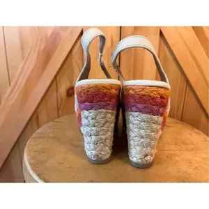 SO Wedge Sandal With Multi Color Trim & Tan Upper Sz 8M thumbnail 4