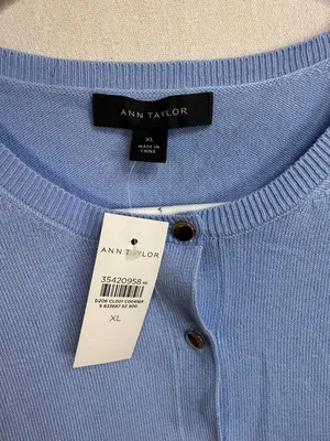 Ann Taylor Sky Blue Button-Front Crewneck Cardigan thumbnail 2