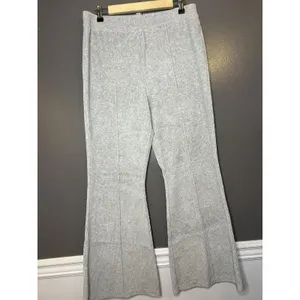Aerie Pants Womens Large Gray Knit Wide Leg Lounge Sweatpants Elastic Waist thumbnail 2