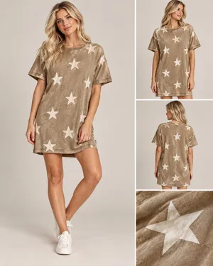 Easel Star Print Oversized T-Shirt Dress | Size S thumbnail 2