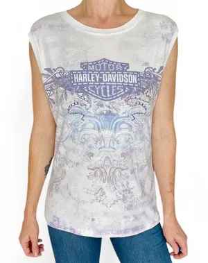 Vintage Harley-Davidson Purple Lewiston, Idaho Graphic Sleeveless Shirt Tank thumbnail 1