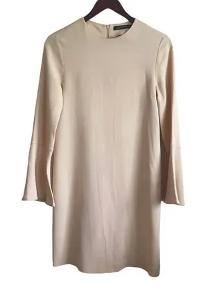 Zara Woman Shift Mini Dress XS Pastel‎ Orange Mod Minimalist Soft Girl Euro Chic thumbnail 1
