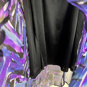 NWT Fashion Bug Abstract Purple Blue Tiered Maxi Skirt Large Art To Wear thumbnail 4