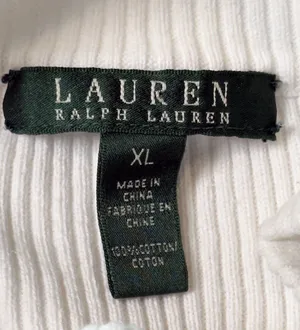 Lauren Ralph Lauren Women’s XL White Ribbed Turtleneck Sweater Logo Stretch thumbnail 7