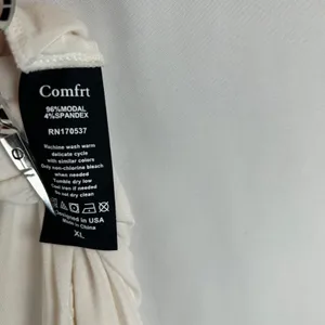 Comfrt Pajama Set Womens XL Cream White Black Piping Long Sleeve Wide Leg‎ Pants thumbnail 16